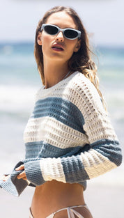 Striped knit sweater.