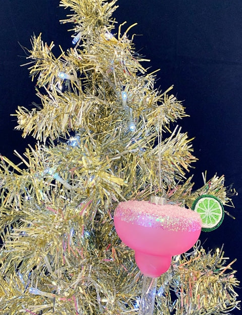 Holiday Ornament Strawberry Margarita Glass - GIFT