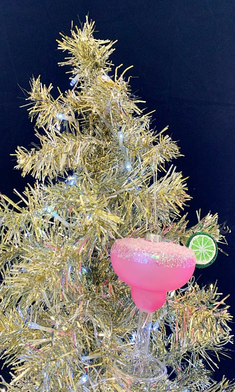 Holiday Ornament Strawberry Margarita Glass - GIFT