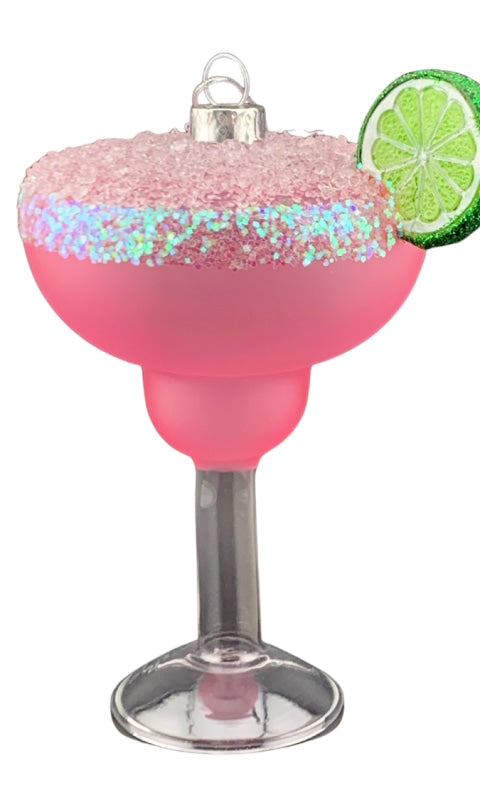 Holiday Ornament Strawberry Margarita Glass - GIFT