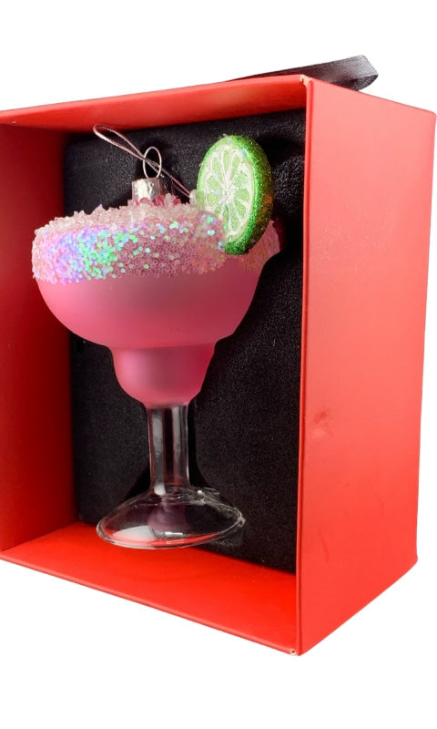 Holiday Ornament Strawberry Margarita Glass - GIFT