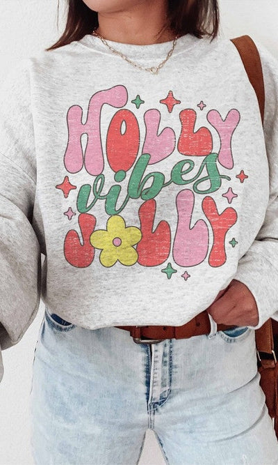 Holly Jolly Vibes Sweatshirt - Shirts & Tops