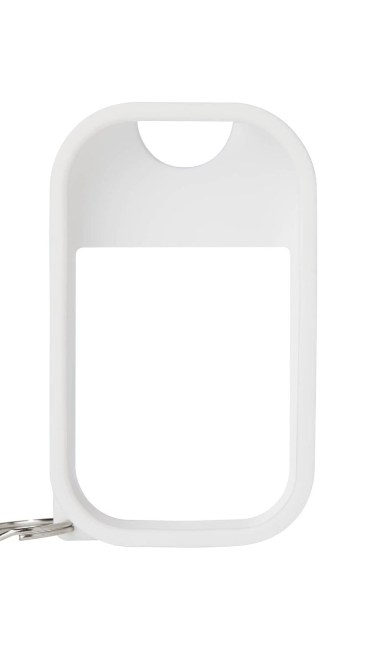 White silicone keychain with a small loop and zipper closure.