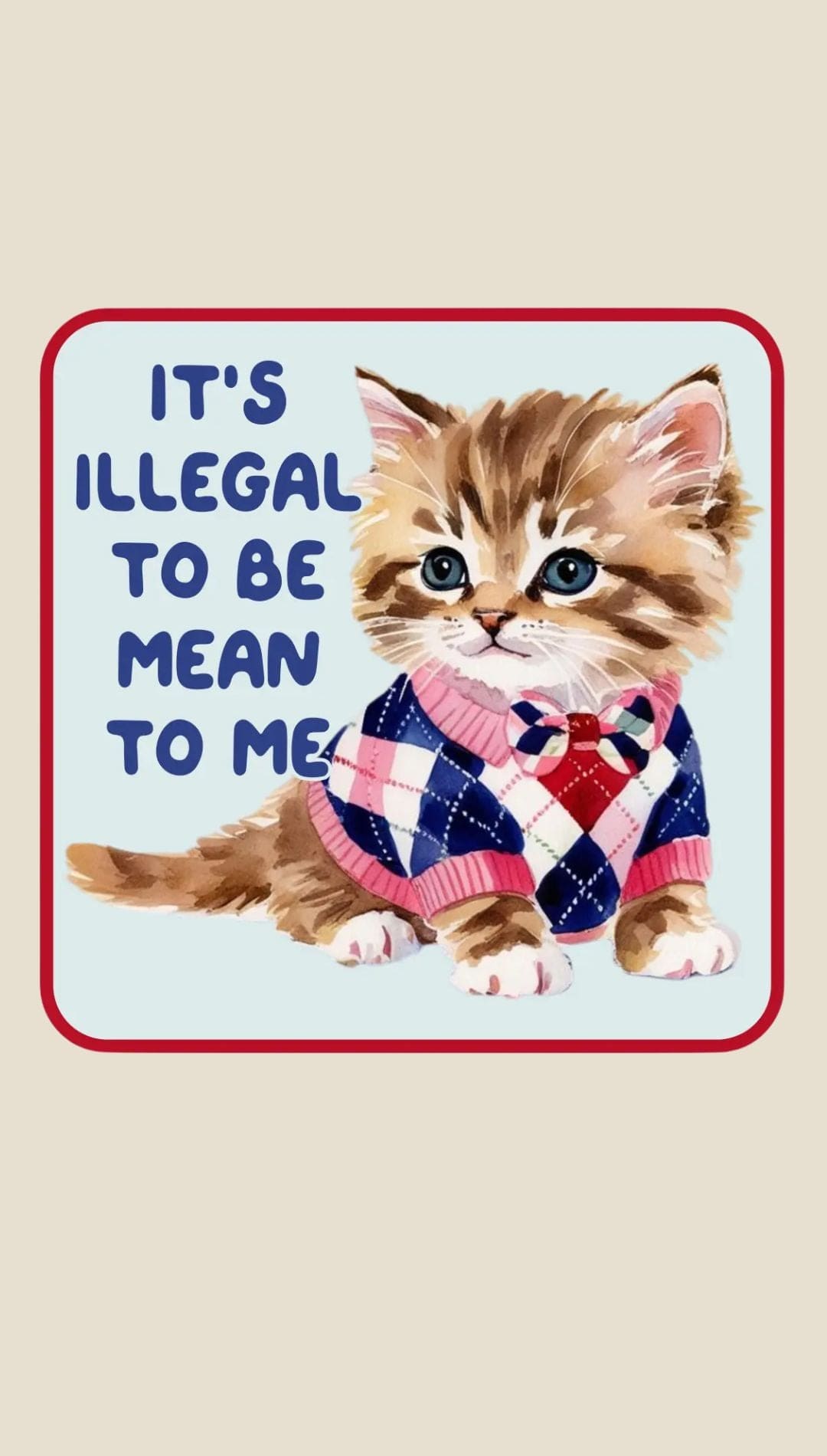 Argyle sweater kitten stickerdecision:assistant: ’argyle sweater kitten sticker’