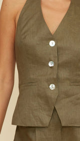 Inaya Linen Halter Vest