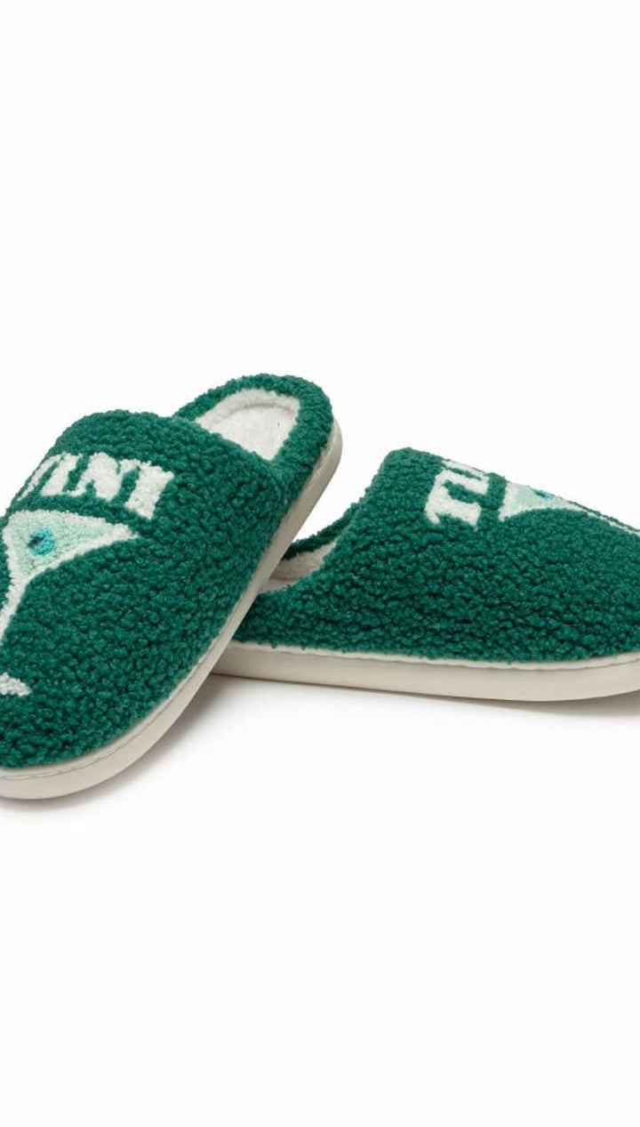 Indoor / Outdoor Slippers - Martini ’Tini Time’ - Green - M/L - 240 Intimates/Lounge