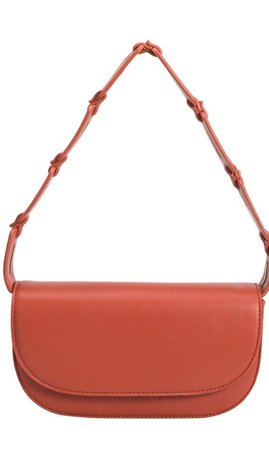 Orange leather shoulder bag.