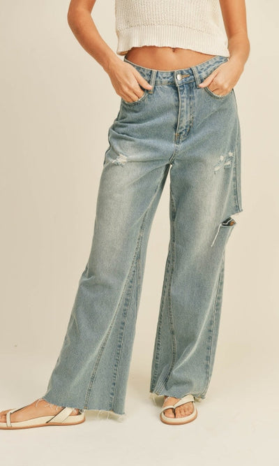 Jade Wide Leg Denim Jeans - Denim