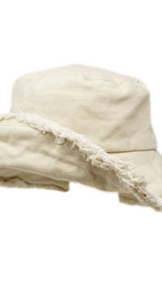 Off-white frayed brim sun hat.