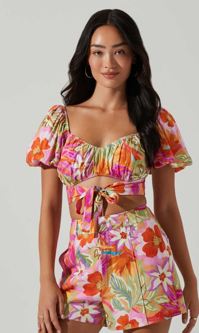 Kerry Floral Puff Sleeve Top - Shirts & Tops