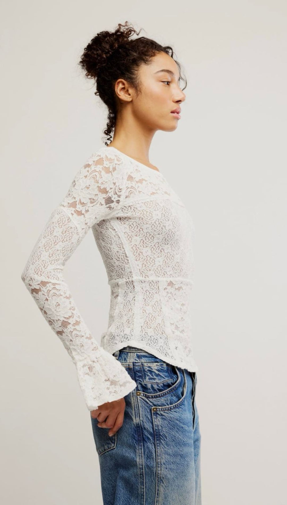 Lace long-sleeve top.