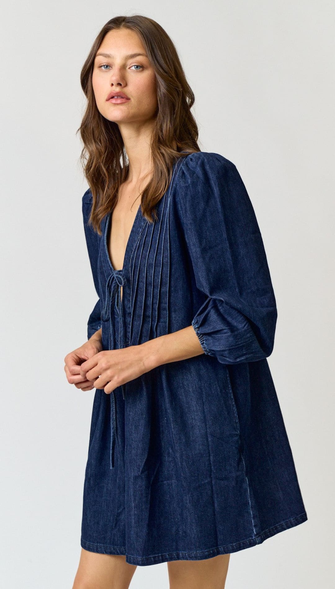 Lala Denim Pleated Romper - 180 Dresses