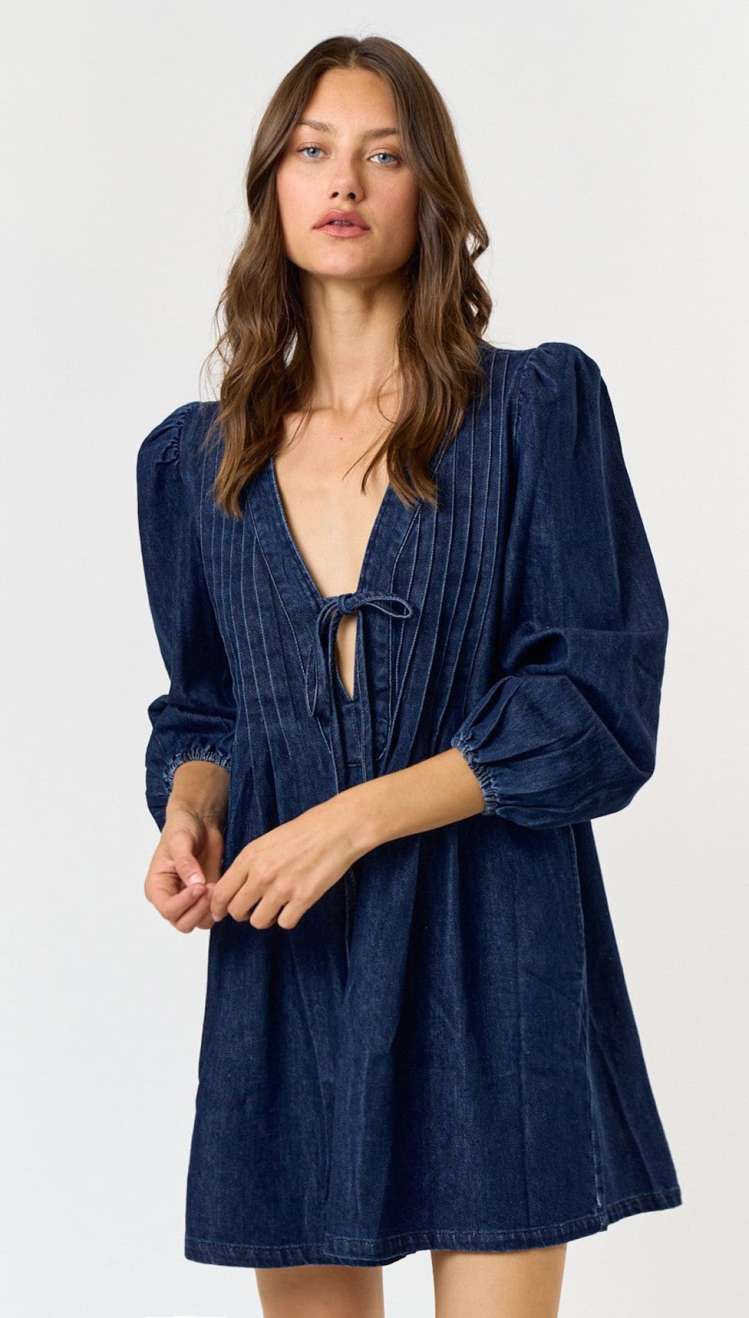 Lala Denim Pleated Romper - 180 Dresses