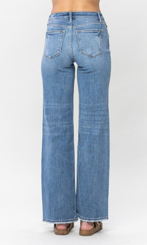 Lila Mid-Rise Wide Leg Jeans - Denim