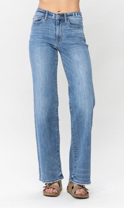 Lila Mid-Rise Wide Leg Jeans - Denim