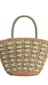 Lisbon Sage Straw Vegan Tote Bag