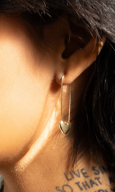 Lita Safety Pin Hoops - 18K Gold Plated