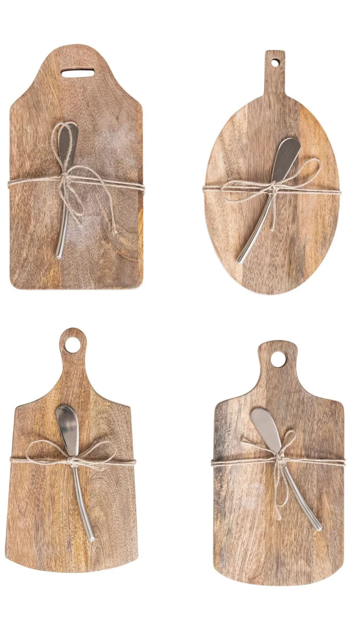 Mango Wood Cheese/Cutting Board Knife Set - 310 Home/Gift