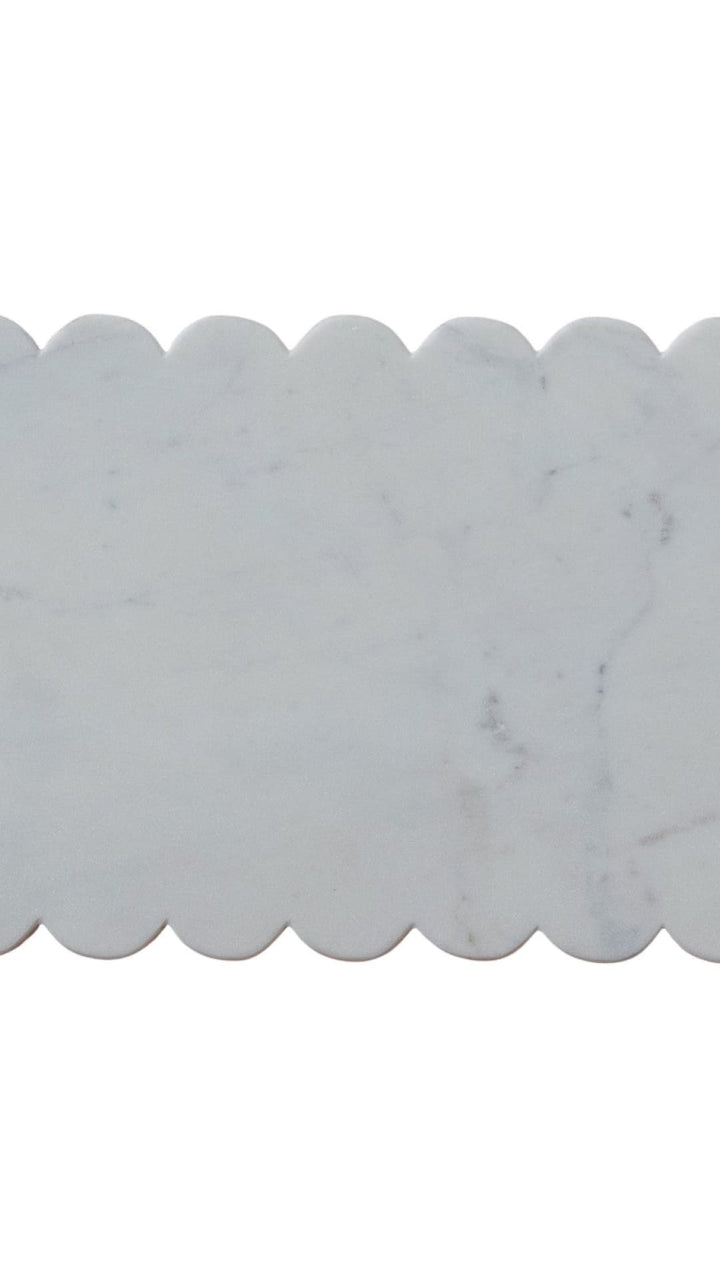 Marble Cheese/Cutting Board w/ Scalloped Edge, White