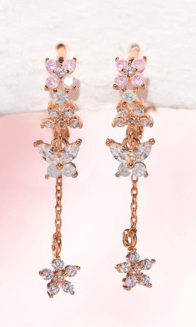 Mari Dangle Hoop Earrings - Rose Gold - Jewelry