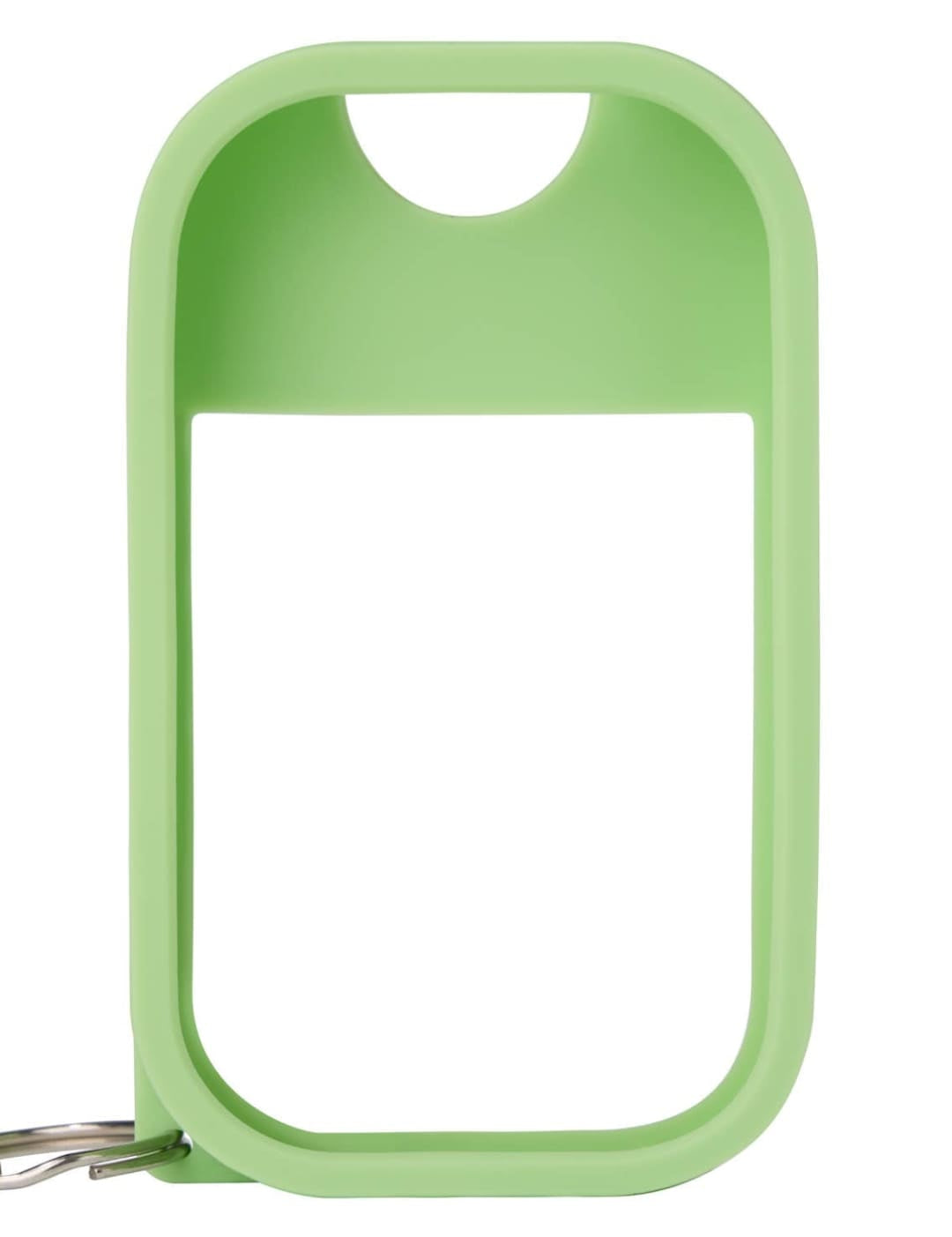 Lime green silicone keychain holder with a hook and loop closure.