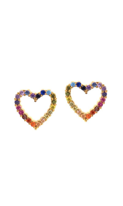 Mini Heart Rainbow Studs - Jewelry
