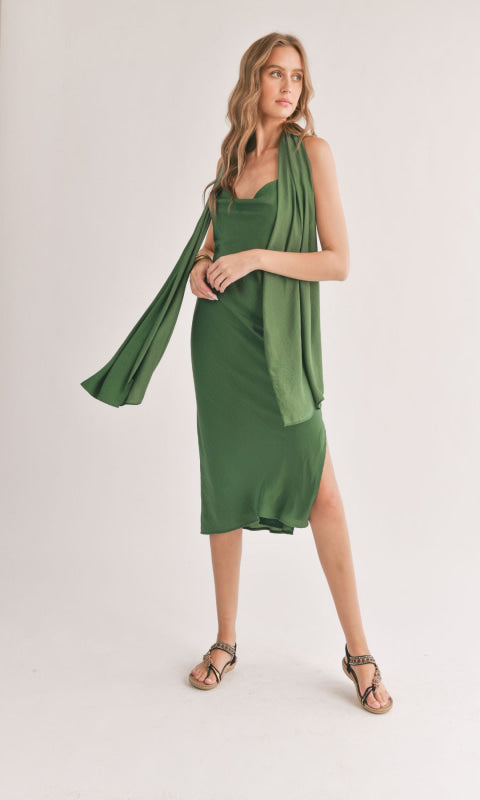 Mirage Cowl Neck Dress with Shawl - 180 Dresses