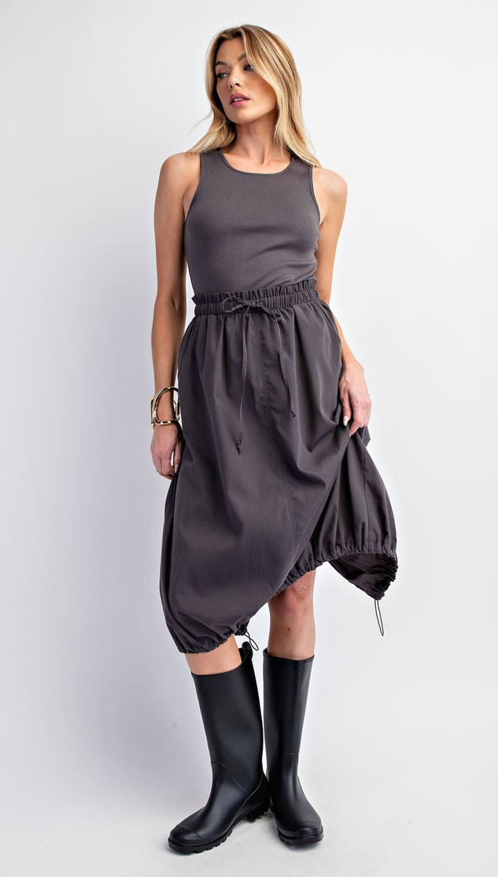 Mixed Media Bubble Dress - S / Faded Black - 180 Dresses