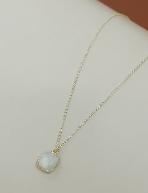 Moonstone Square Pendant Necklace - Jewelry