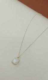 Moonstone Square Pendant Necklace