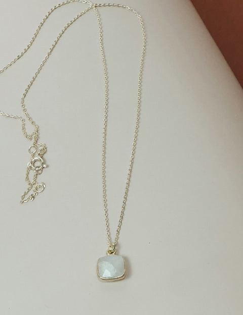 Moonstone Square Pendant Necklace - Jewelry