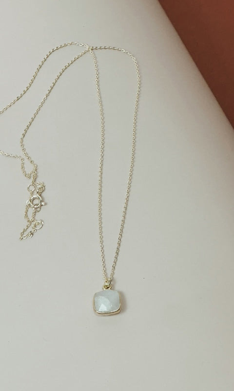 Moonstone Square Pendant Necklace - Jewelry