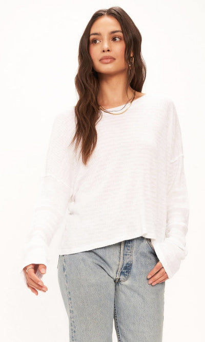 Nelly Low Back Striped Long Sleeve Top - Shirts & Tops