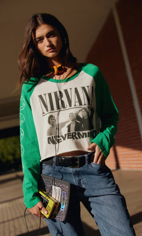 Nirvana Nevermind Crop Raglan Tee - 130 Graphics