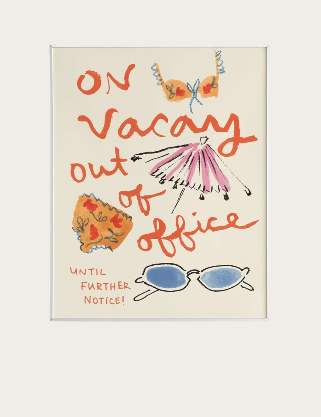 On Vacay out of office’ greeting card.