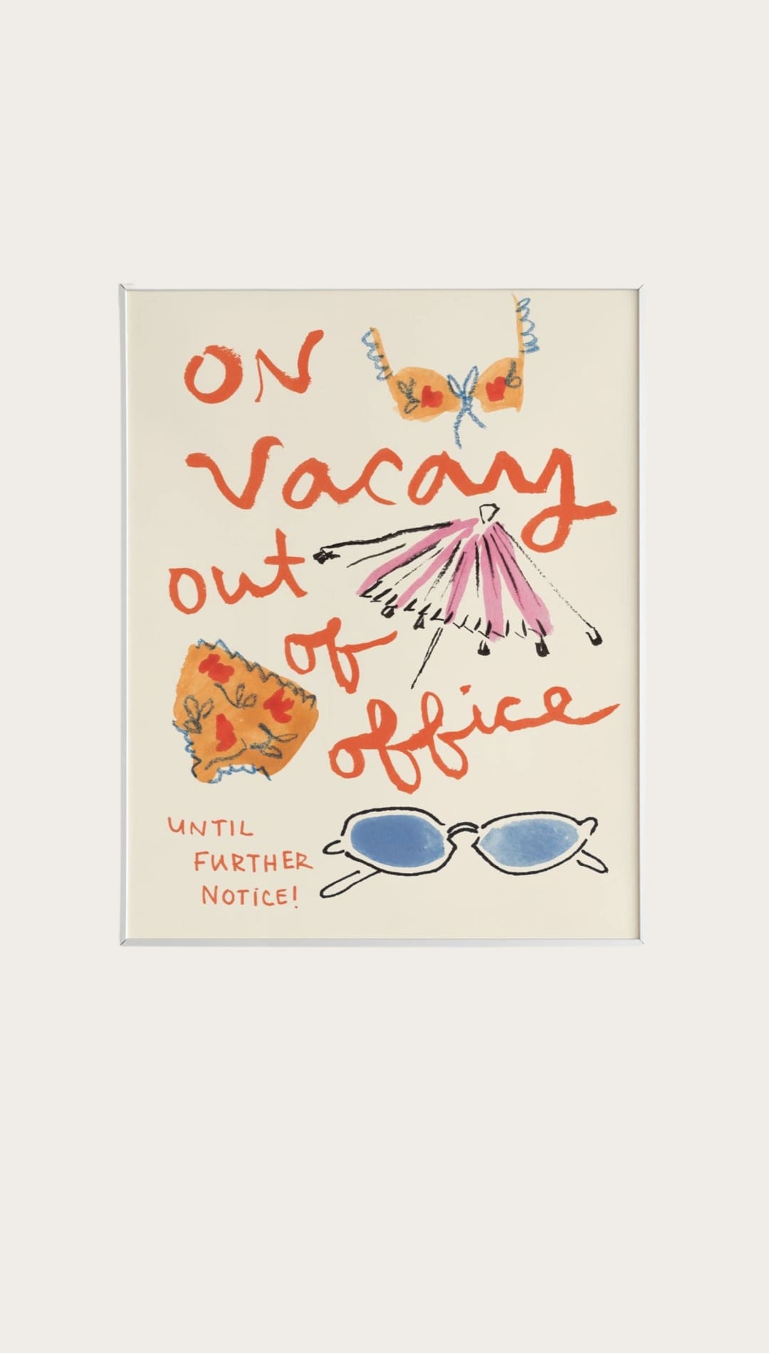 On Vacay out of office’ greeting card.
