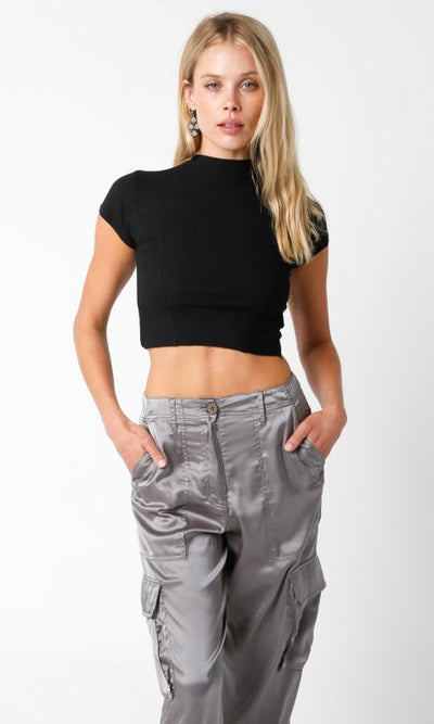 Onyx Fitted Crop Top - Shirts & Tops