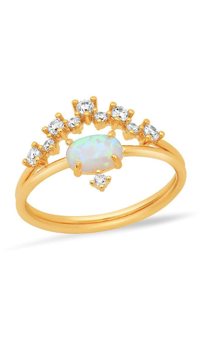 Opal CZ Ring Set - Jewelry