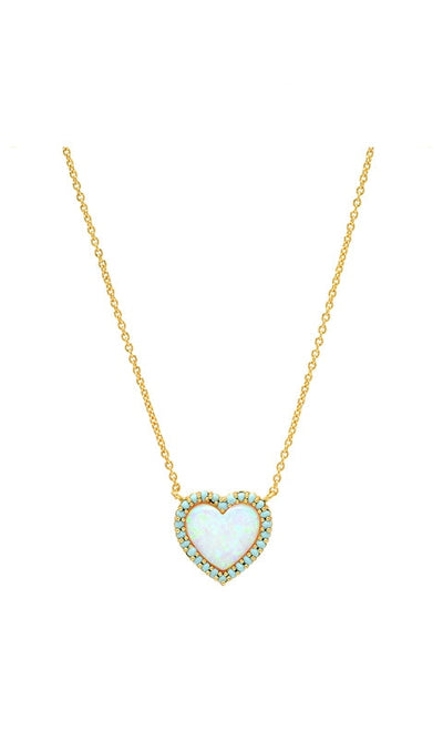 Opal Heart Pendant Necklace - Jewelry