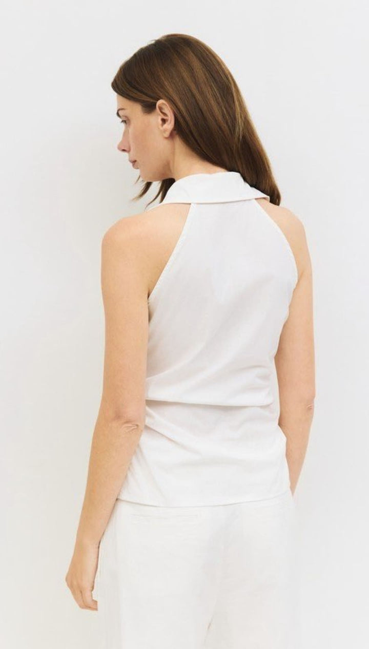 White halter top with collar.