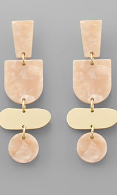 Peach Gold Multi Shapes Earrings - Earrings