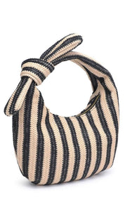 Striped knotted handbag.