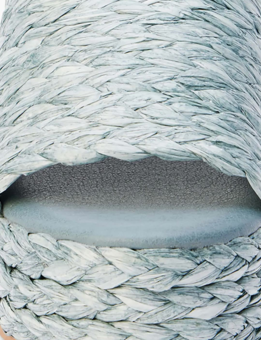 Woven, light blue platform sandal.