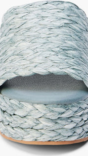 Woven, light blue platform sandal.