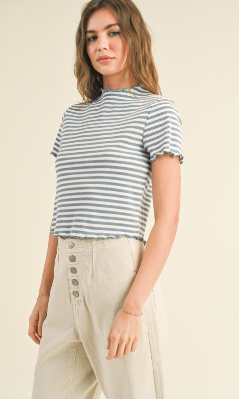 Pierre Stripe Top - 100 Short Sleeve