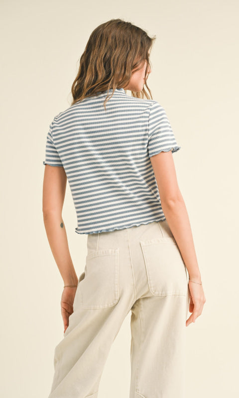 Pierre Stripe Top - 100 Short Sleeve