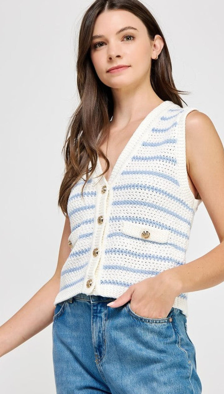 Piper Stripe Vest - 140 Sweaters