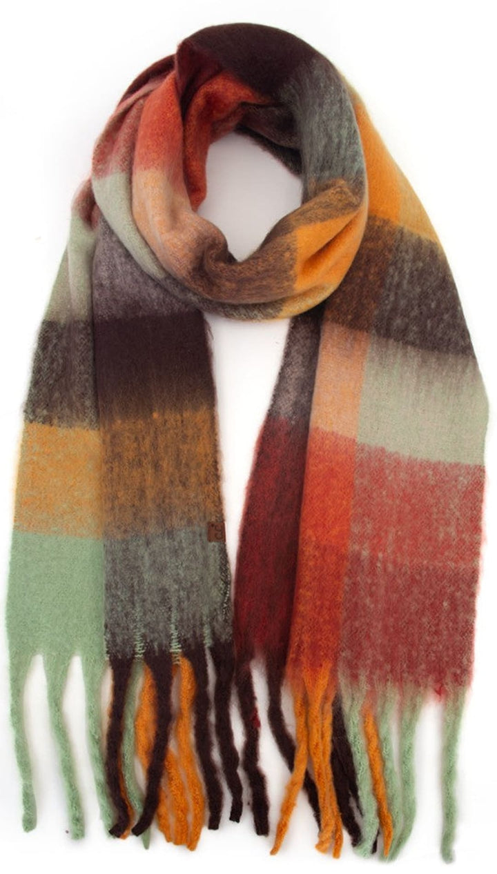 Plaid Blanket Scarf - Orange - 280 Other Accessories