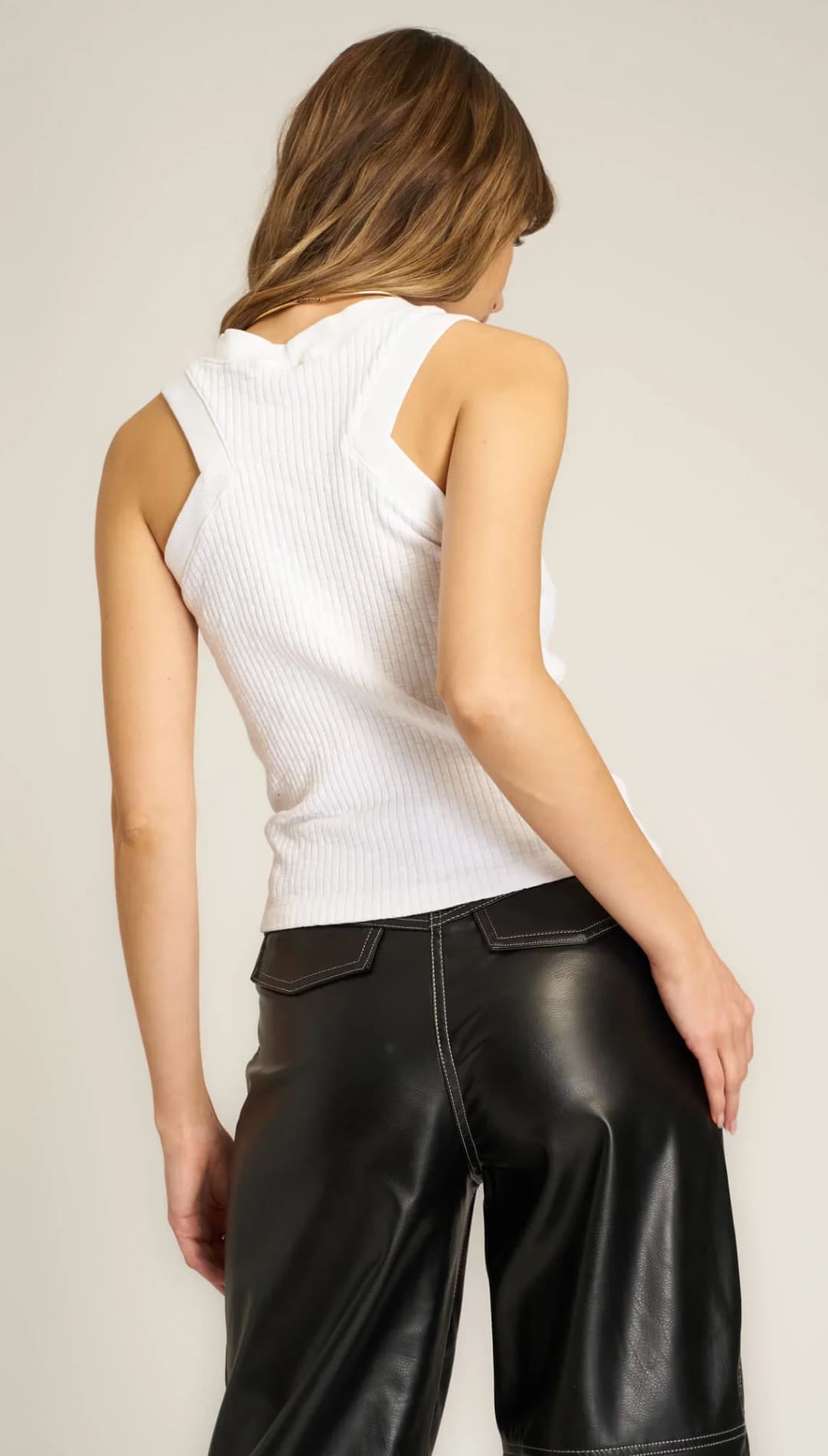 White ribbed tank top.