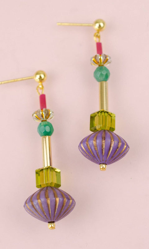 Purple Fluted Dangle Earrings - 260 Jewelry